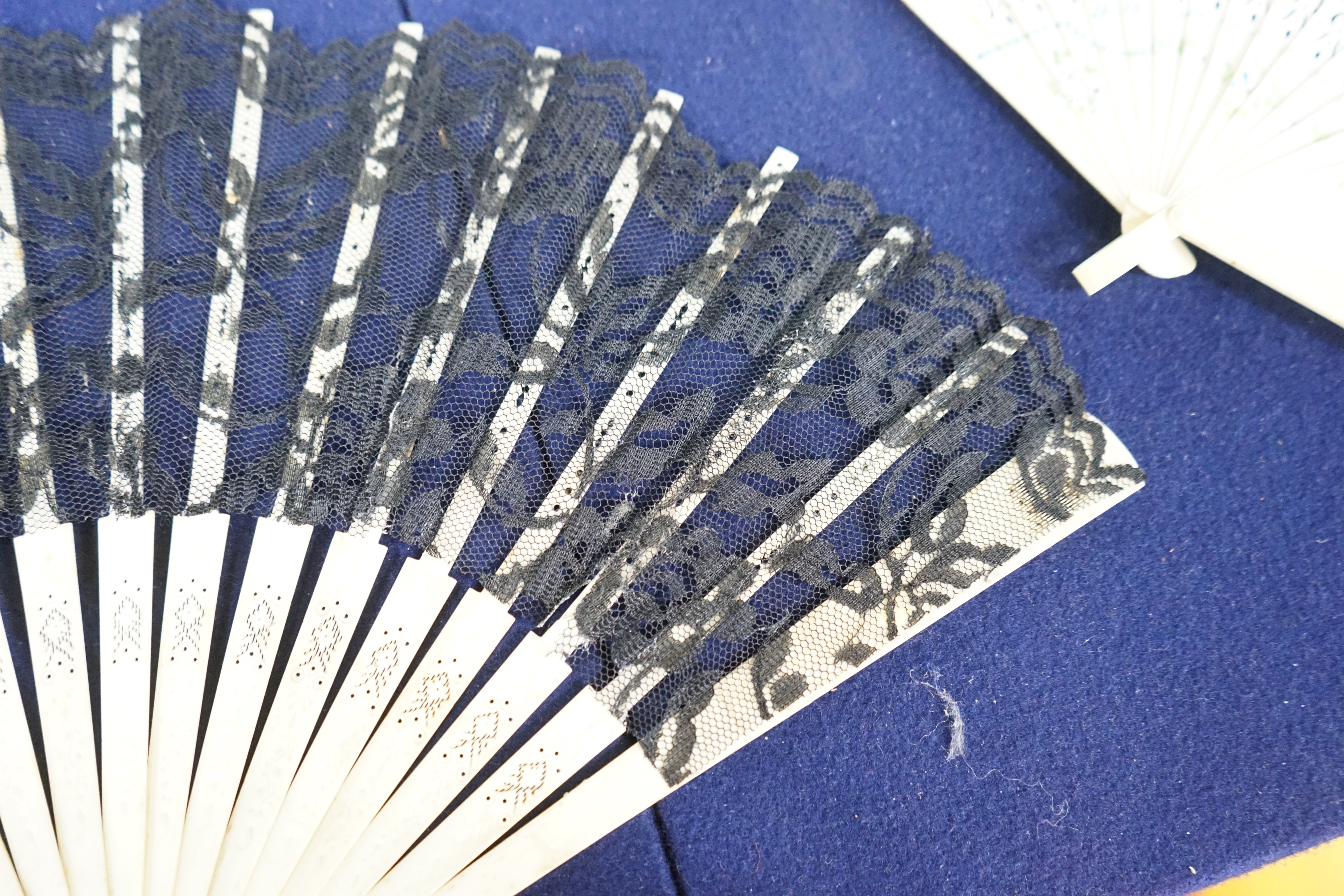 A collection of 10 fans, including some ivory and bone, 19th/early 20th century